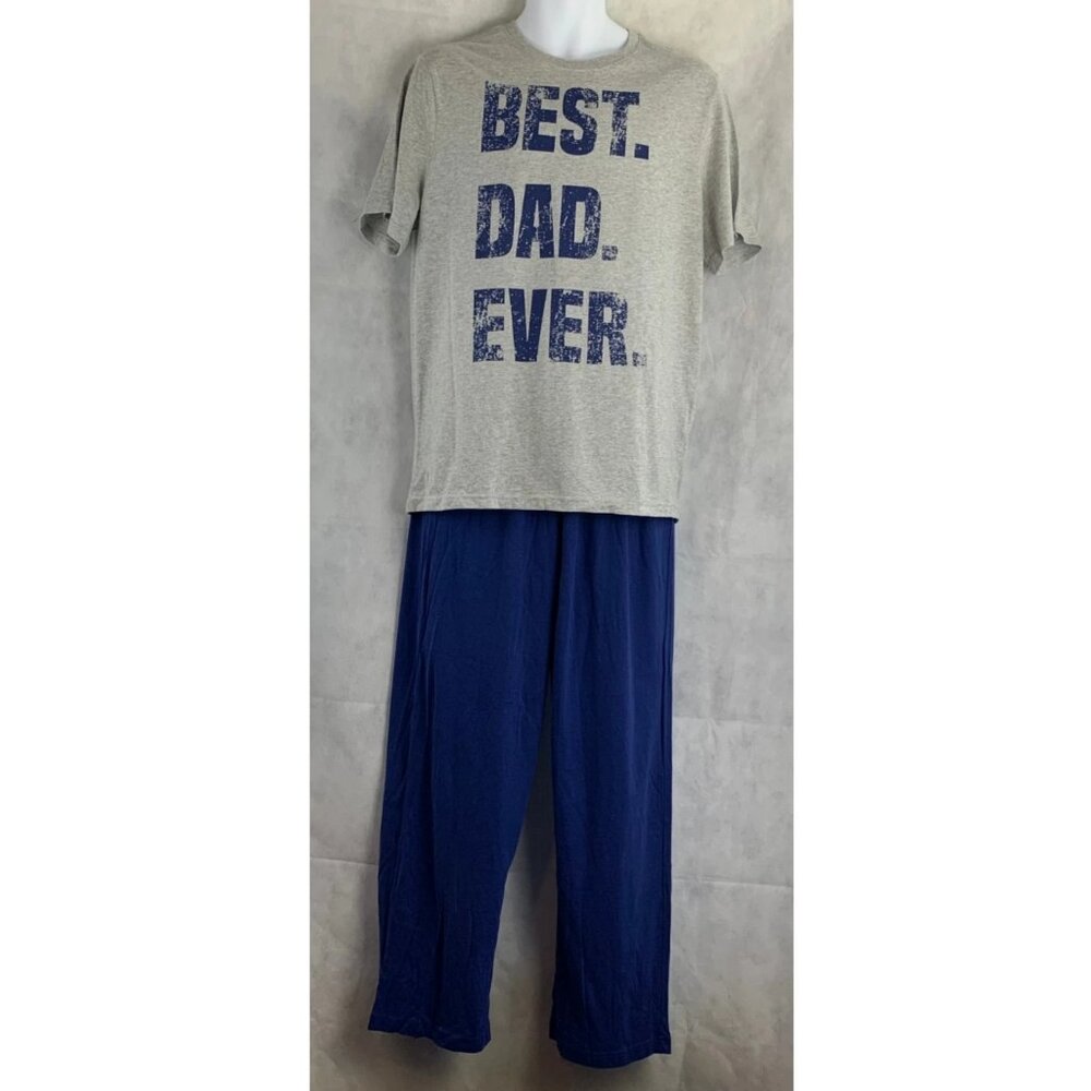 Club Room Men's Best Dad Ever 2-Piece Pajama Set, Gray Blue, Medium